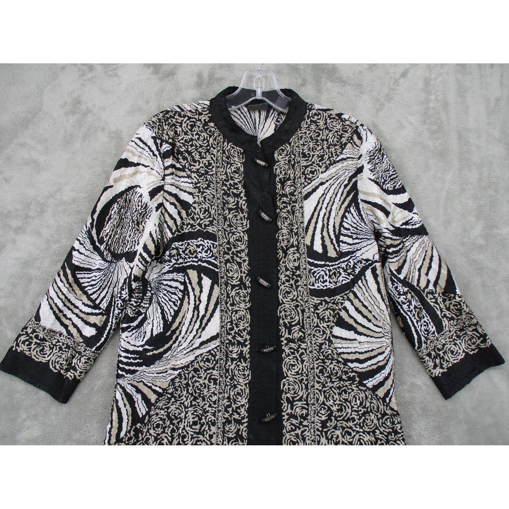 Chicos Jacket 1 Us Medium Toggle Buttons Crinkle … - image 3